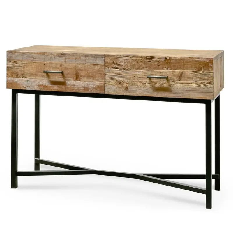 1.2-Meter Black-Base Reclaimed Pine Console Table 1