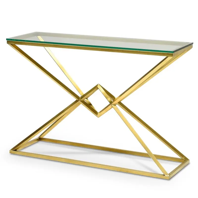 1.2-Meter Gold-Base Glass Console Table 1