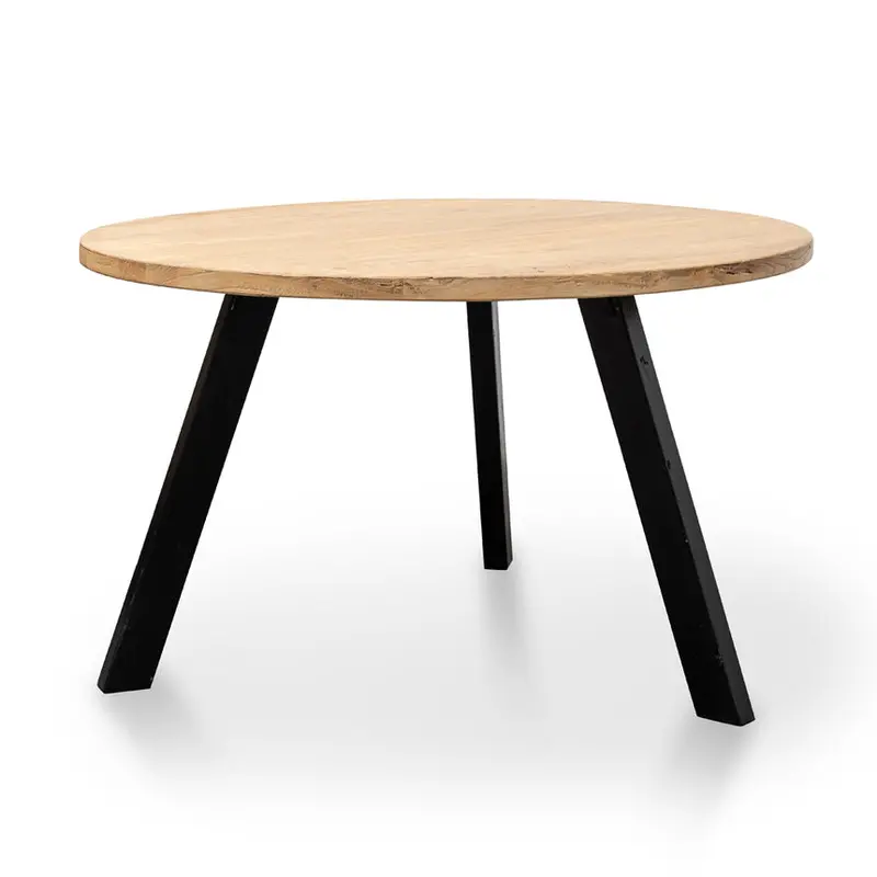 1.25M Reclaimed Round Dining Table With Black Legs 1