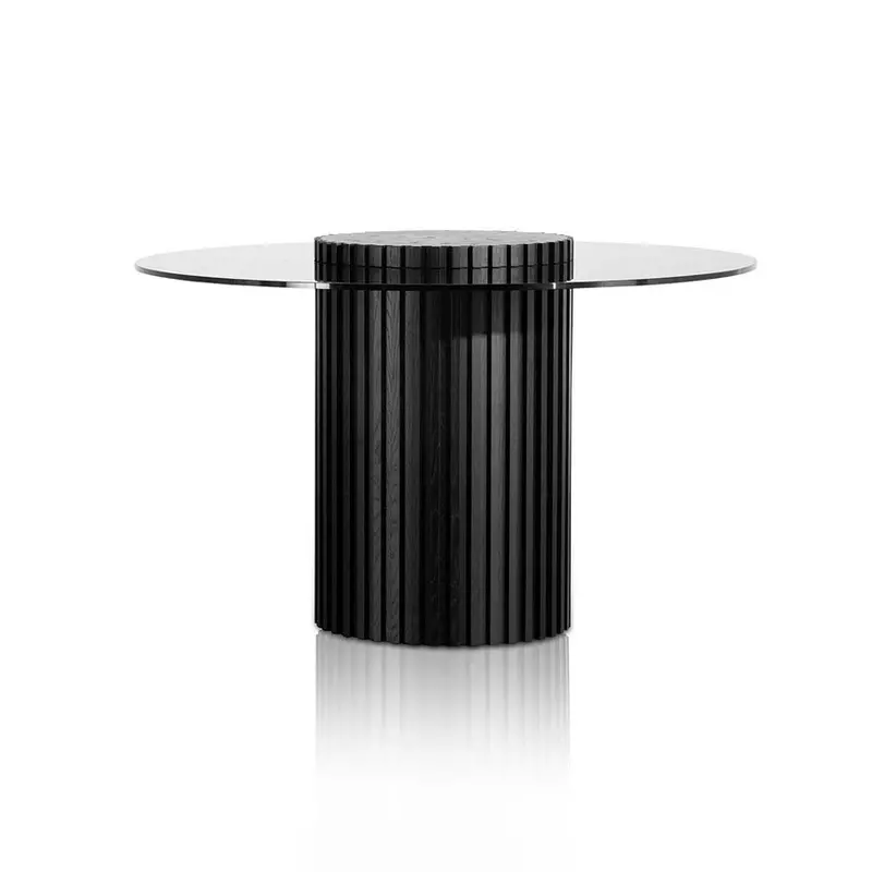 1.2M Black-Framed Grey Glass Round Dining Table – Modern Minimalist Design 1