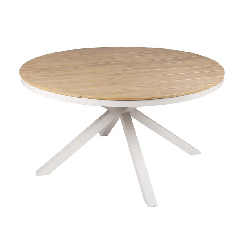 1.4-Metre Round Outdoor Dining Table – Sand-White Base With Natural Top 1