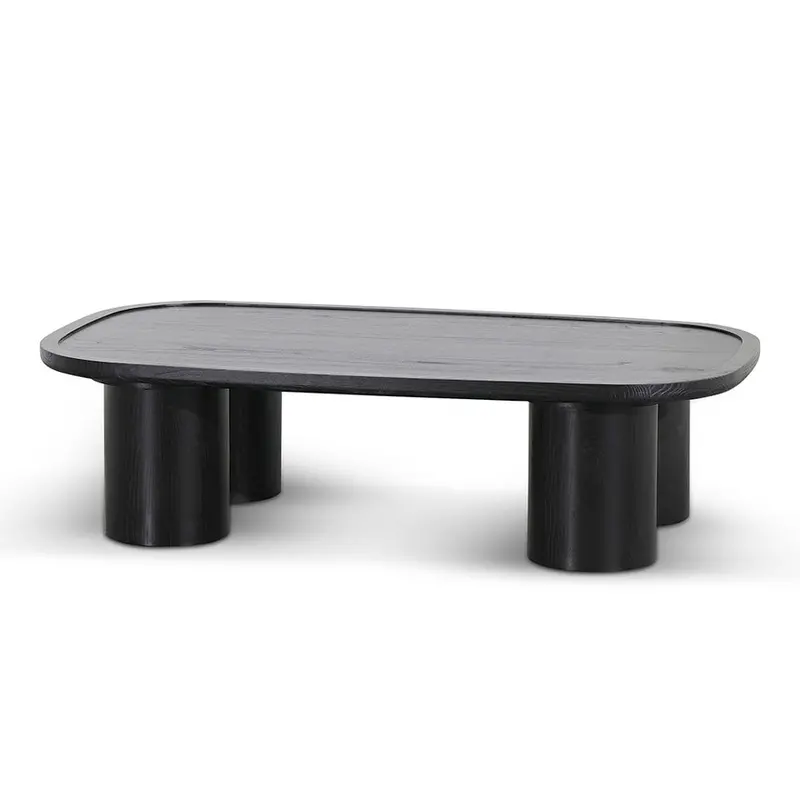 1.4M Contemporary Coffee Table – Glossy Black Top 1
