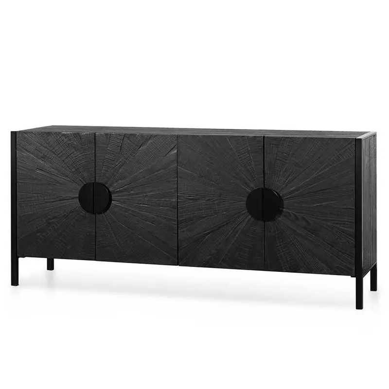 1.8-Meter Black Wooden Buffet Storage Unit 1
