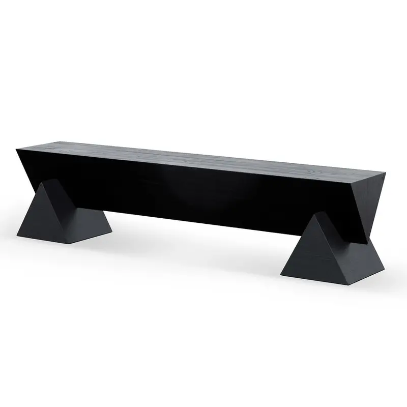 1.9M Solid Elm Bench – Matte Black Finish 1