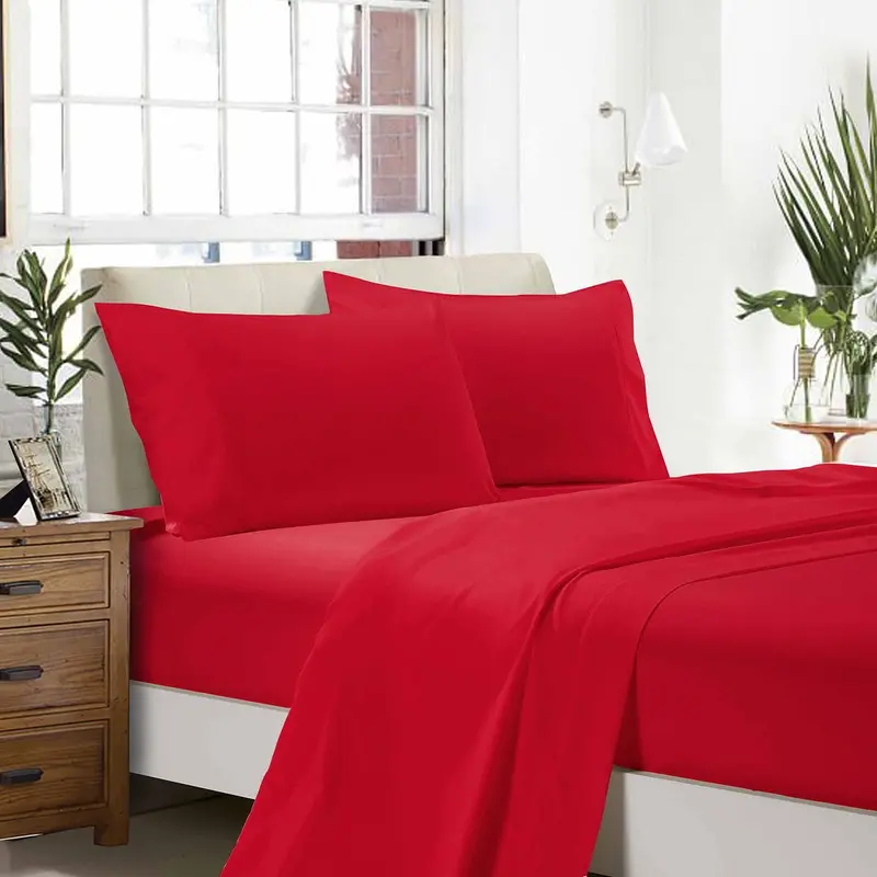 1000Tc Soft Red Sheet Set – King Single Flat & Fitted Pair 1