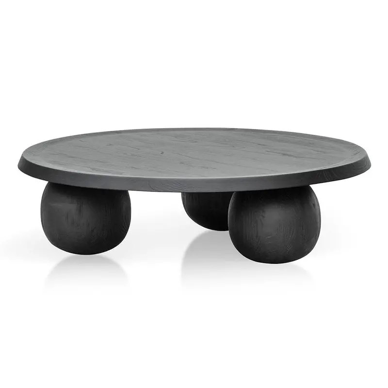 100Cm Elm Ball-Shaped Coffee Table – Full Black Finish 1