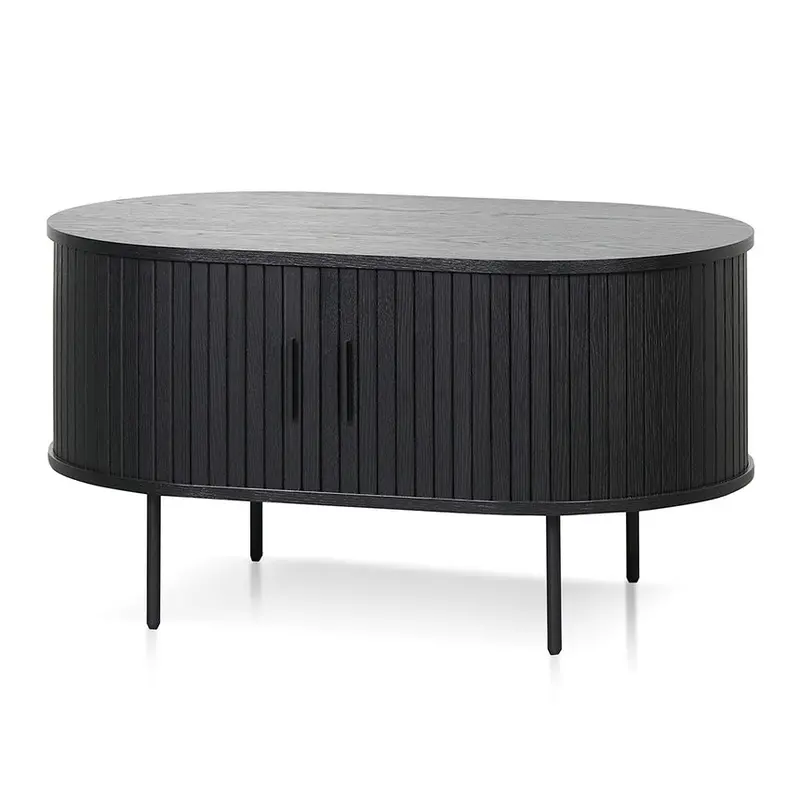 100Cm Square Coffee Table – Matte Black Surface 1