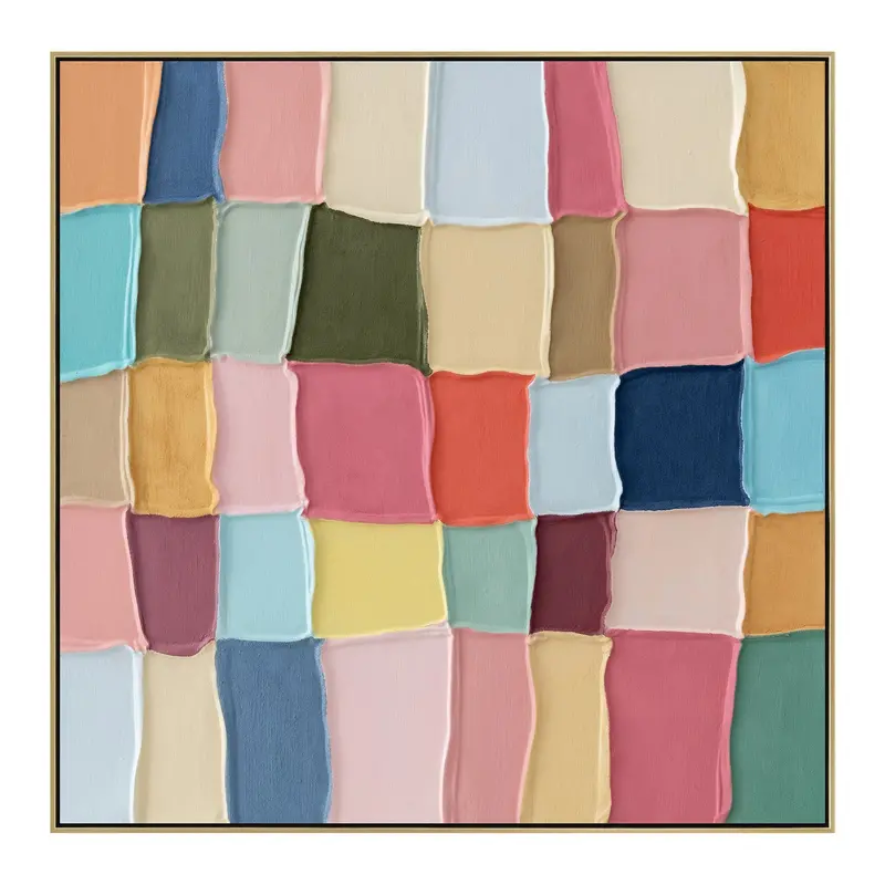 100X100Cm Light Natural Framed Canvas – Square Statement Art 1