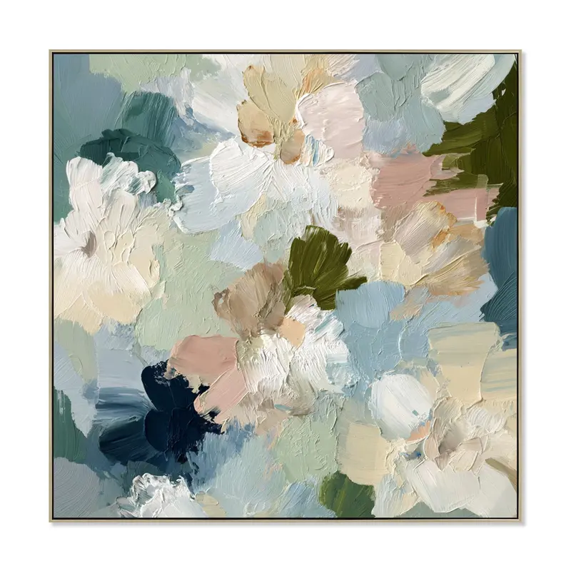 100X100Cm Square Natural Framed Canvas Art 1