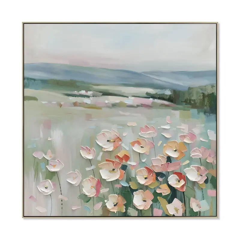 100X100Cm Square Natural Wood Framed Canvas 1