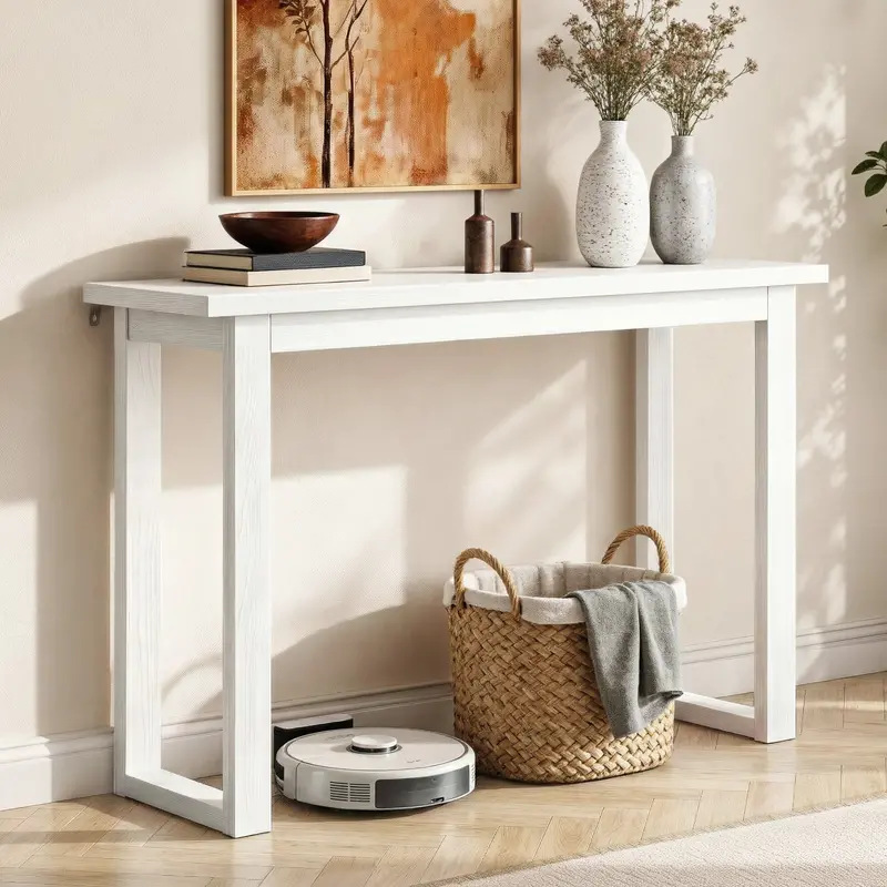 110Cm Wide White Console Table – Slim Profile Hallway Or Living Room Accent 1