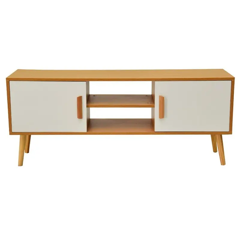 120 Cm Tv Entertainment Unit – Double-Door Storage Cabinet With Media Shelf 1