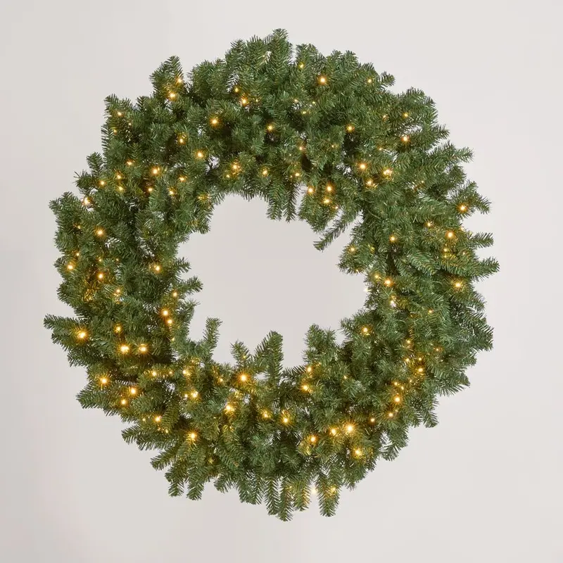 120Cm Artificial Green Wreath With 190 Warm White Leds 1