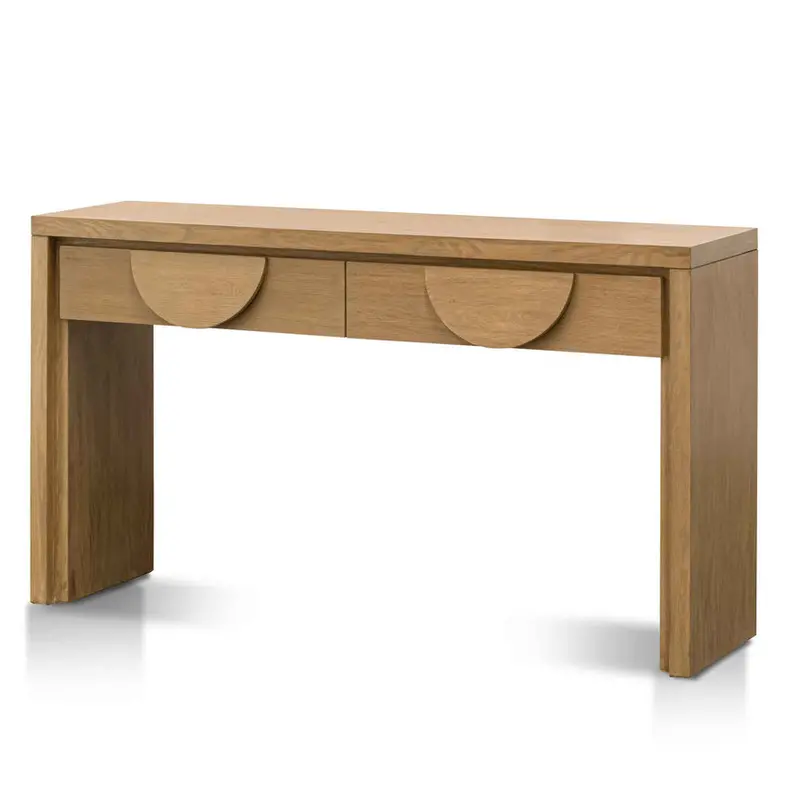 140Cm Dusty Oak Console With Storage Drawers 1