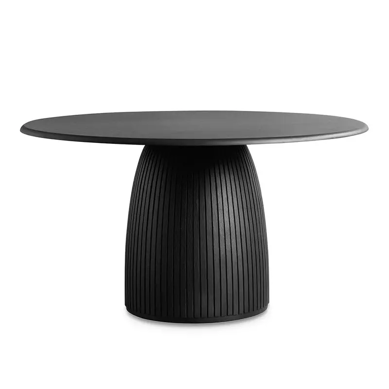 140Cm Fully Black Round Dining Table 1