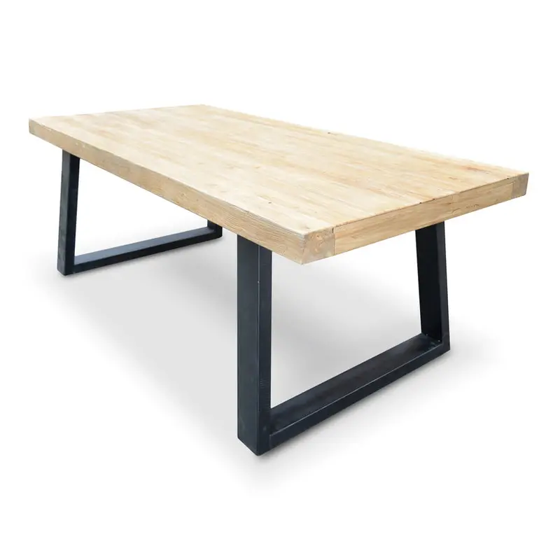 198Cm Reclaimed Elm Dining Table – Distressed Industrial Charm 1