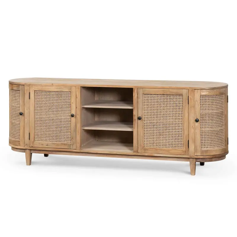 2.1-Metre Rattan-Door Sideboard In Natural Wood Tone 1