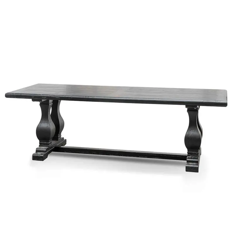 2.4-Meter Black Elm Wood Dining Table 1
