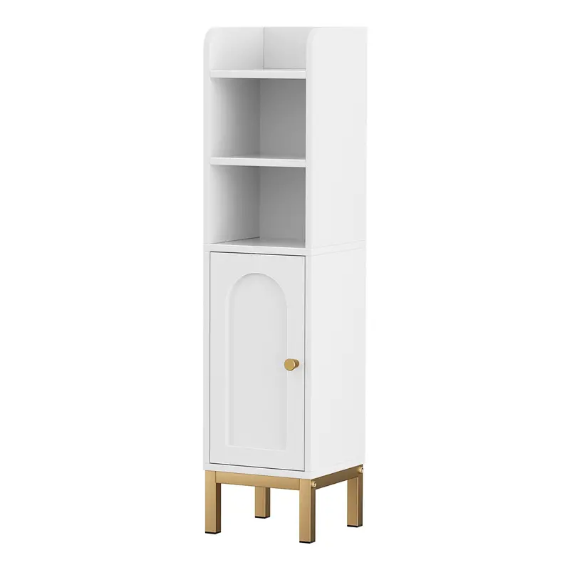 2-Pack Corner Bathroom Storage Cabinet – Adjustable Floor Organizer With Door, White Finish 1