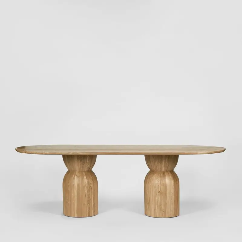 240Cm Oval Olive Dining Table – Natural Wood Finish 1