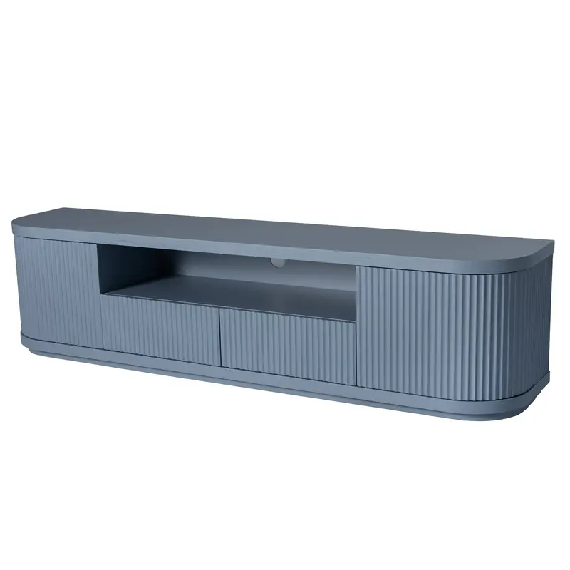 2M Light Blue Veneer Tv Unit – Stylish Media Console With Calming Pastel Hue 1