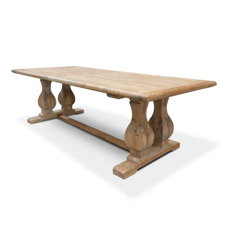 3-Meter Rustic Elm Dining Table – Hand-Finished Natural Grain Top 1