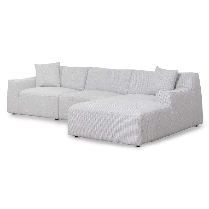 3-Seater Right-Chaise Sofa In Passive Grey Fabric 1