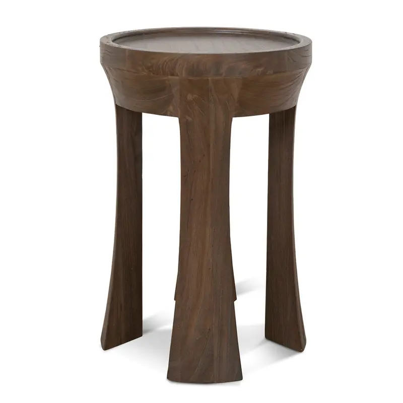 34.5Cm Walnut Round Side Table 1