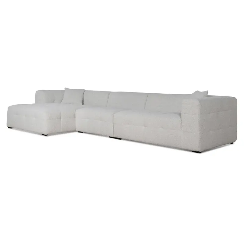 4-Seater Left-Chaise Bouclé Sofa In Pearl 1