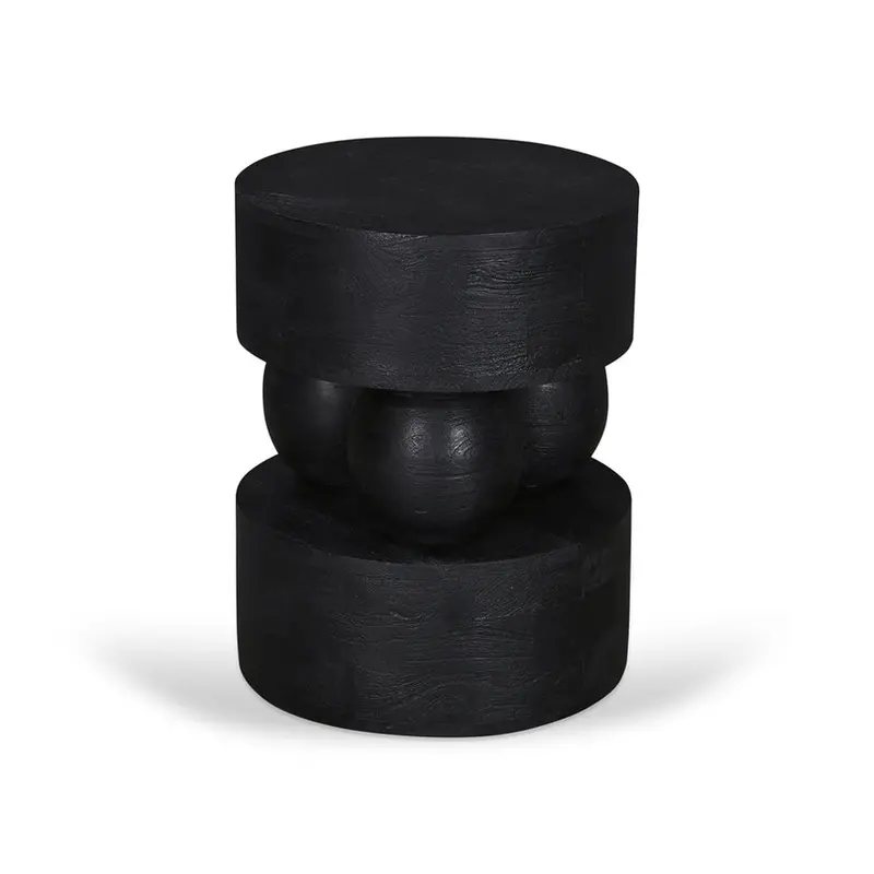 40Cm Black Round Side Table – Solid Base & Stone-Like Finish 1