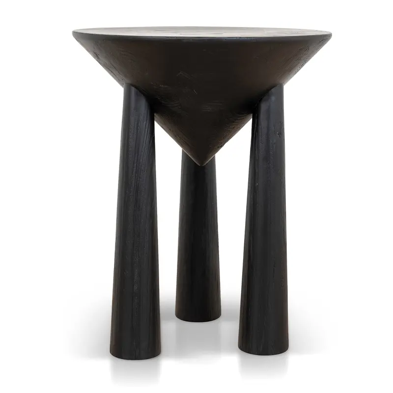45Cm Round Full-Black Side Table – Modern Compact Accent Table 1