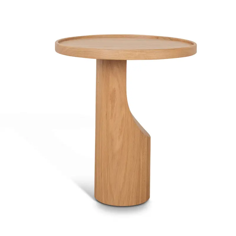 45Cm Round Side Table In Natural Oak Finish 1