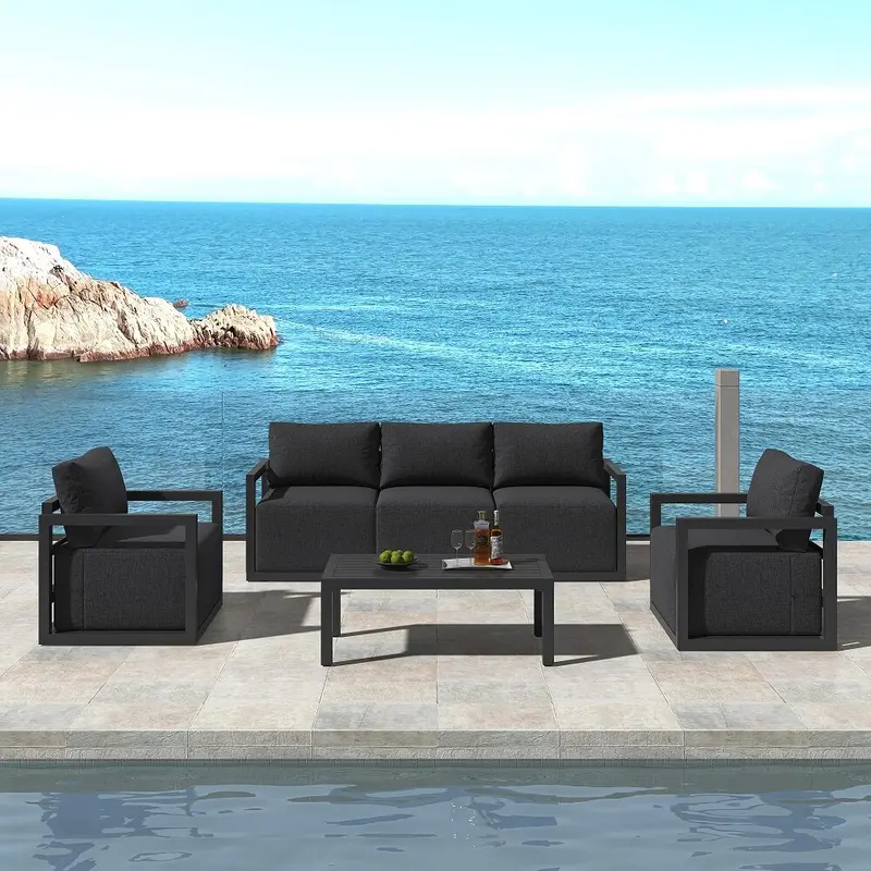 5-Piece White Deep-Seat Outdoor Patio Set 1