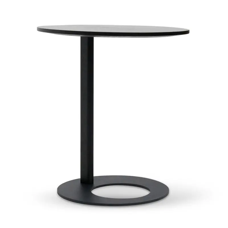 50Cm Fully Black Wooden Side Table – Matte Finish 1