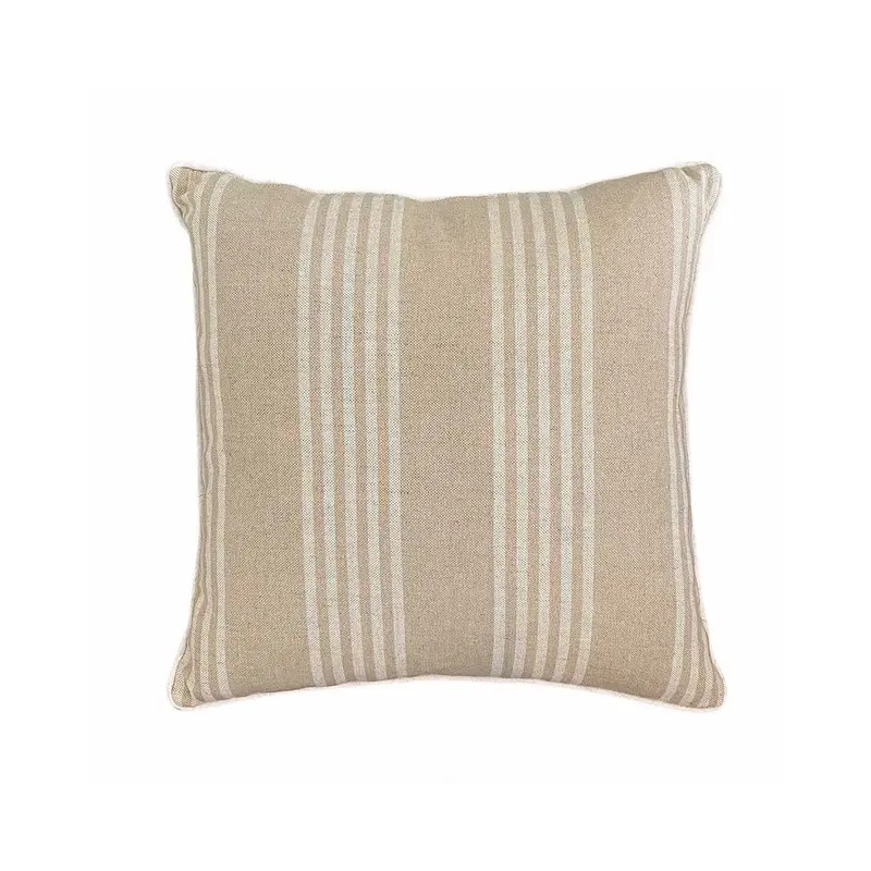 55Cm Natural Beige Cushion With Delicate Cream Stripes 1