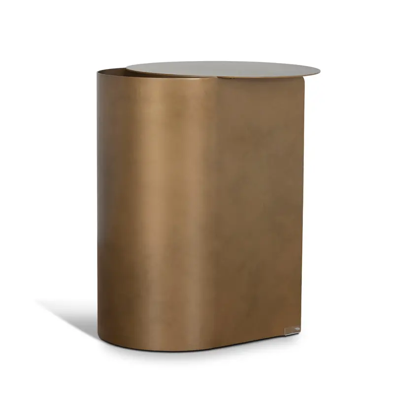 60Cm Bronze-Finished Side Table With Geometric Base 1