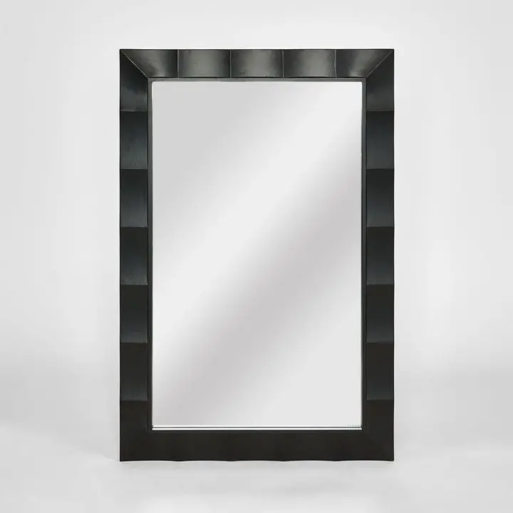 60X90Cm Facet Rectangle Wall Mirror – Black Frame 1