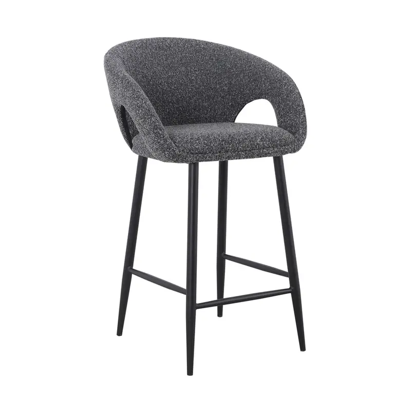 65Cm Anthracite Bouclé Counter-Height Stools – Pack Of 2 1
