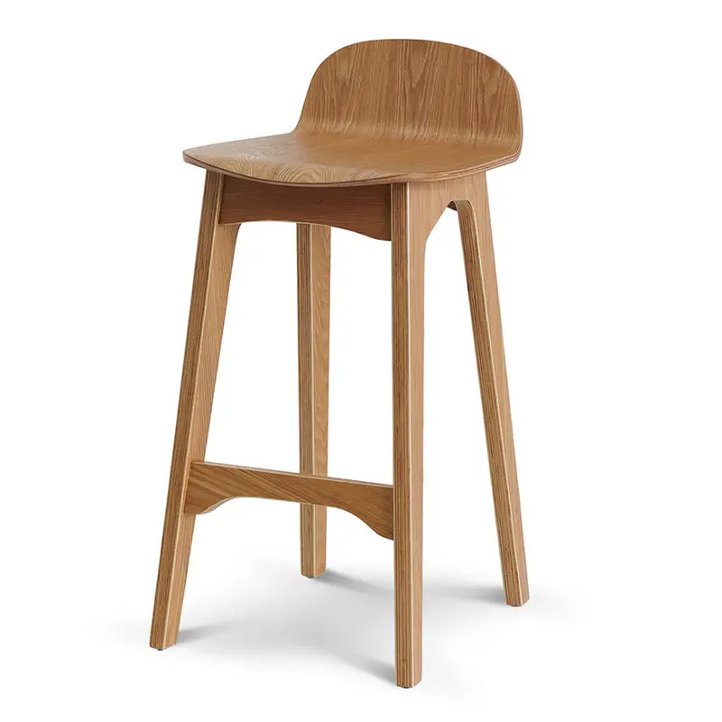 65Cm Natural-Finish Wooden Bar Stool – Rustic Texture 1