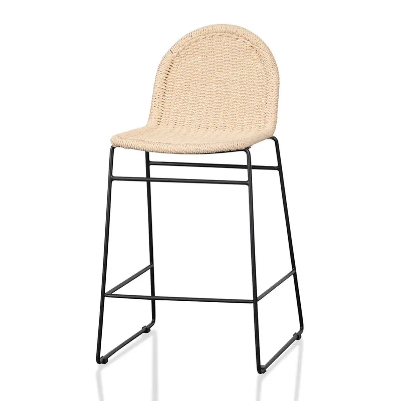 65Cm Two-Pack Rattan Bar Stools With Natural Seat Tops 1