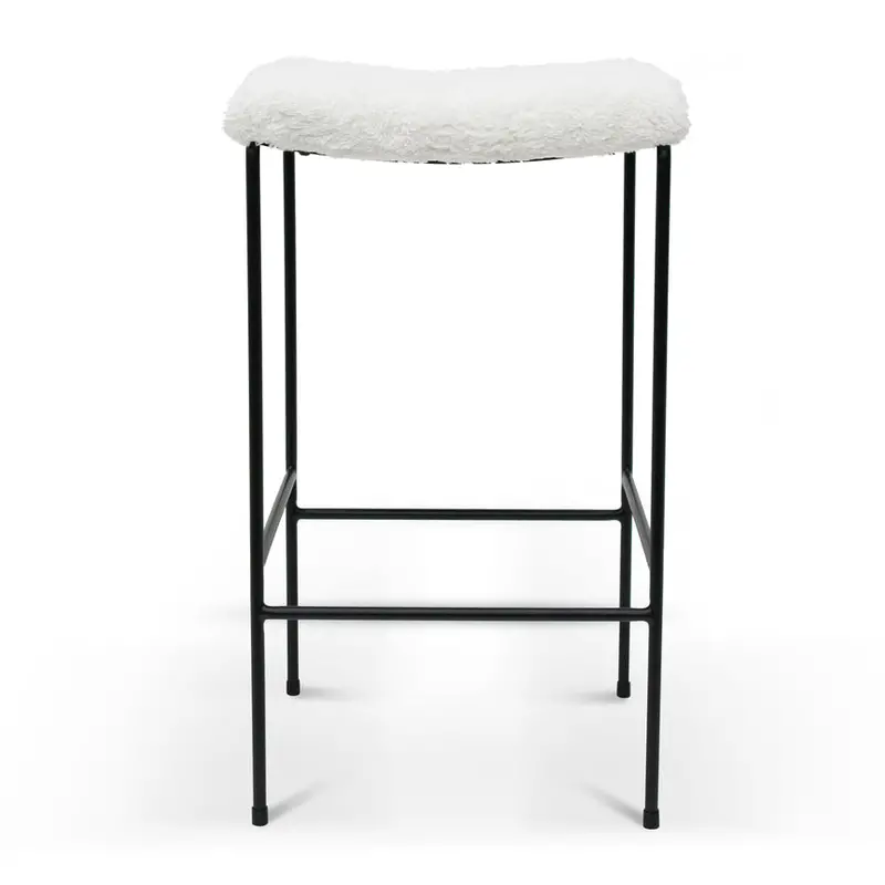 65Cm White Synthetic Wool Bar Stool – Soft-Touch Finish 1