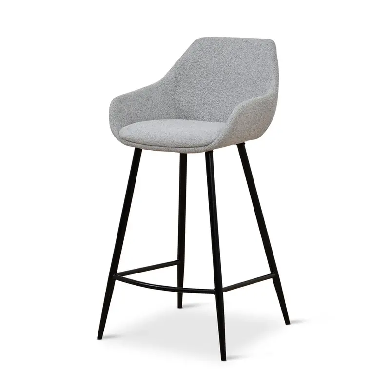 68Cm Light Grey Fabric Bar Stools – Set Of 2 1