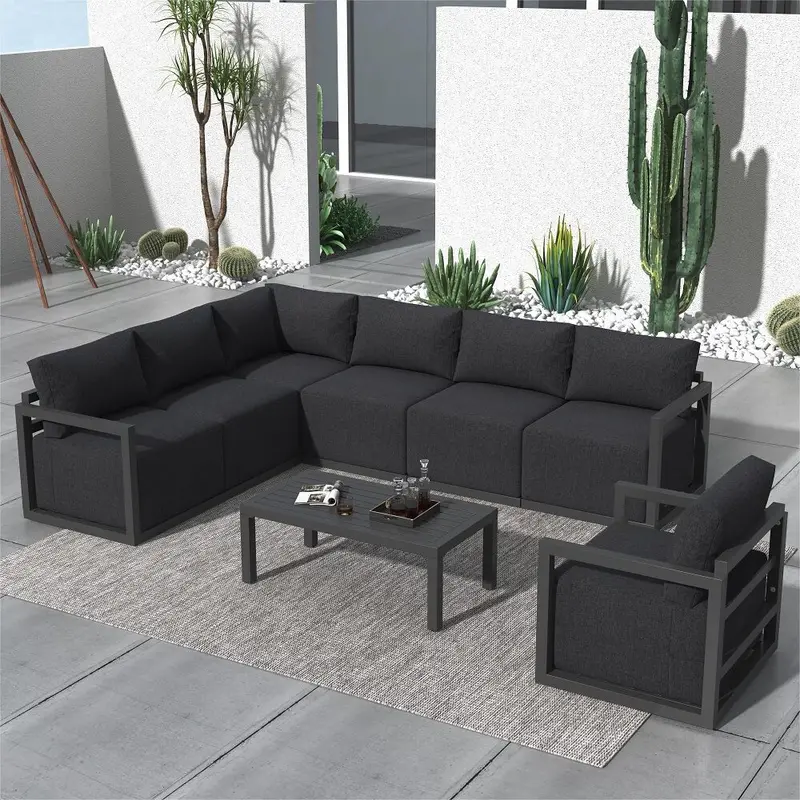 7-Piece White Garden Lounge Set For Outdoor Living 1