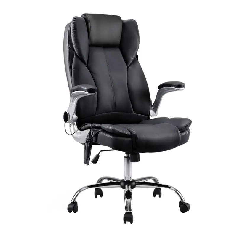 8-Point Shiatsu Massage Office Chair In Black Pu Leather 1