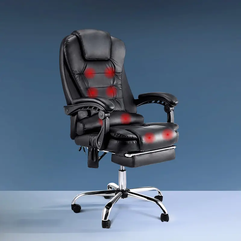 8-Position Reclining Massage Chair – Ergonomic Black Lounge Seating 1