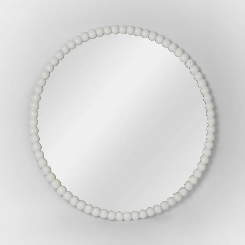 90Cm White Round Bobbin Wall Mirror 1
