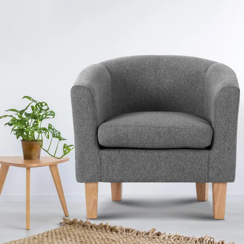 Abby Contemporary Fabric Armchair – Soft Grey Finish 1