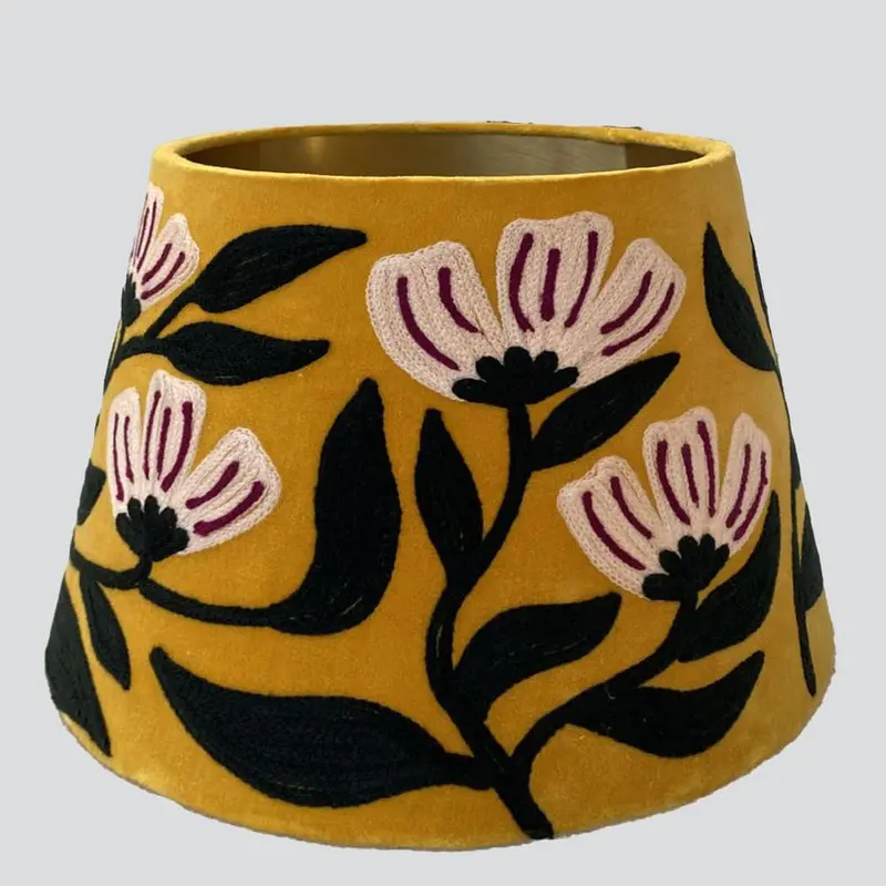 Ad Daisy Yellow Velvet Tapered Lamp Shade 1