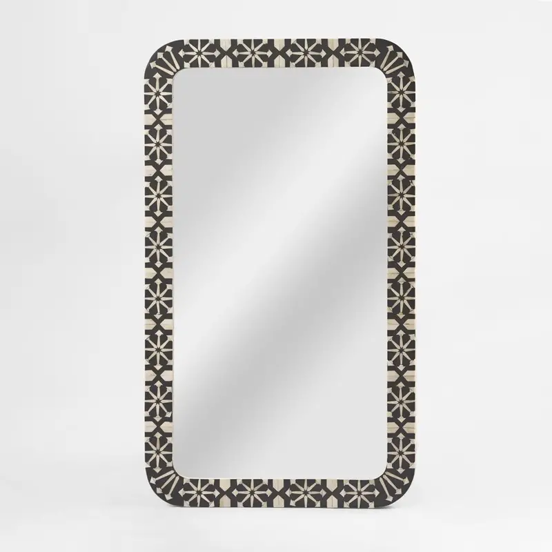Adina Bone-Inlay Mirror – Grey And White Artisan Design 1