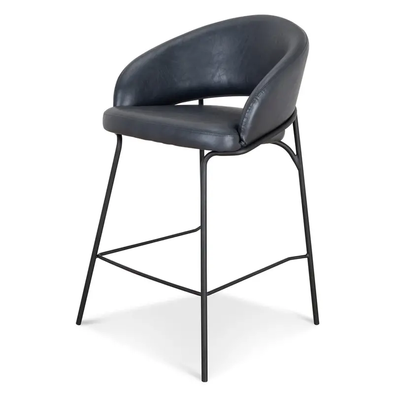 All-Black Fabric Bar Stool 1